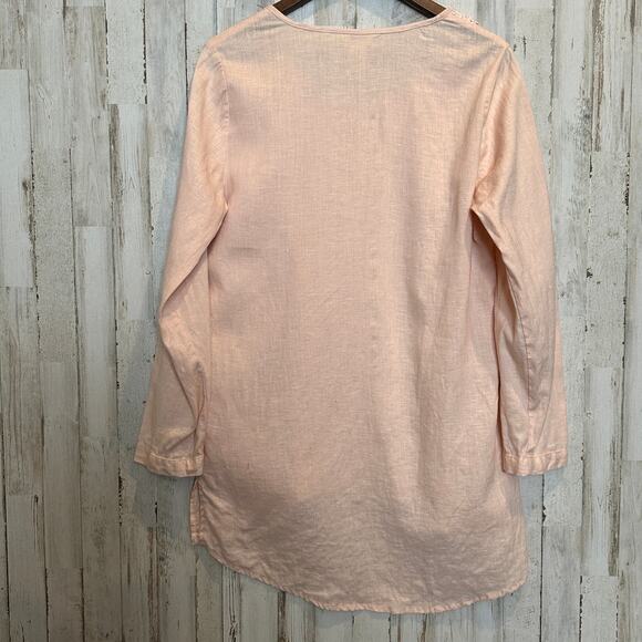 Sundance Linen Tunic Large Pale Pink Floral Lace Boho Cottagecore Soft Girl - Picture 2 of 9